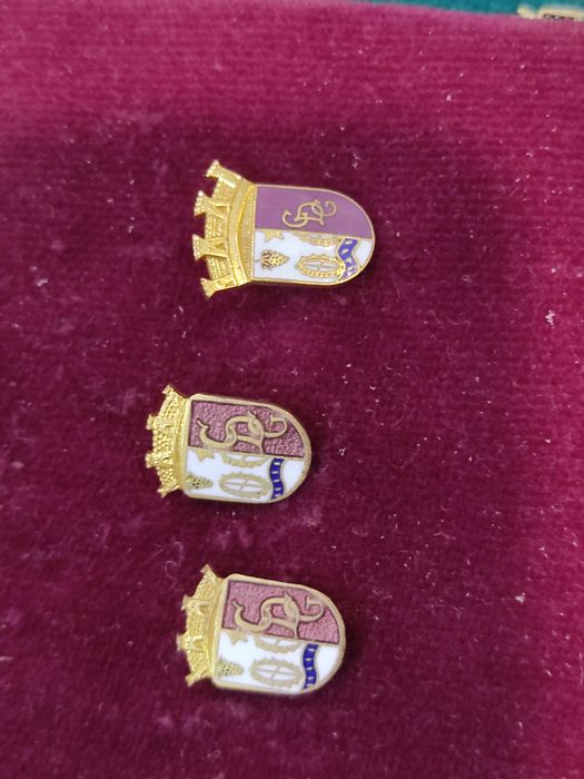 Pin / emblema 3x e postais estádio do CD Gouveia
