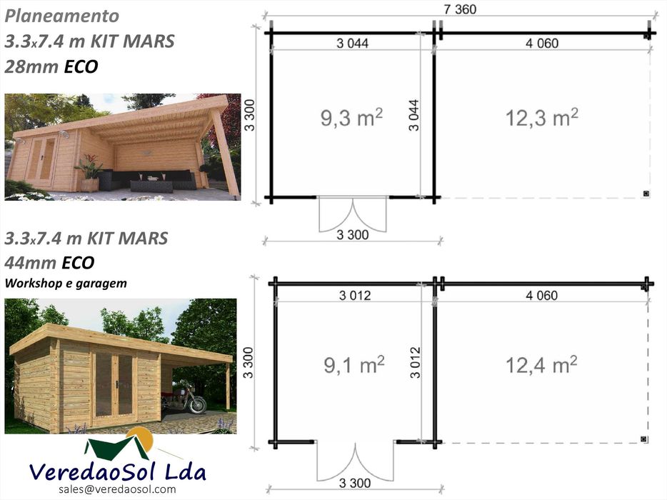 Casa Madeira MARS-Eric 25m² - 28/44mm  c. soalho 19mm - Terraço 12.4m²