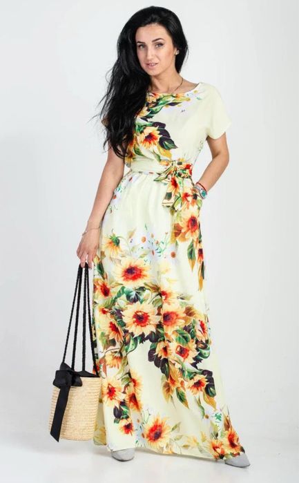 Сукня довга з квітковим принтом 44/46 літня