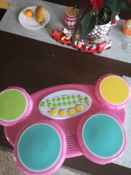 Perkusja bęben różowy carousel instrument zabawka edukacyjna interakty