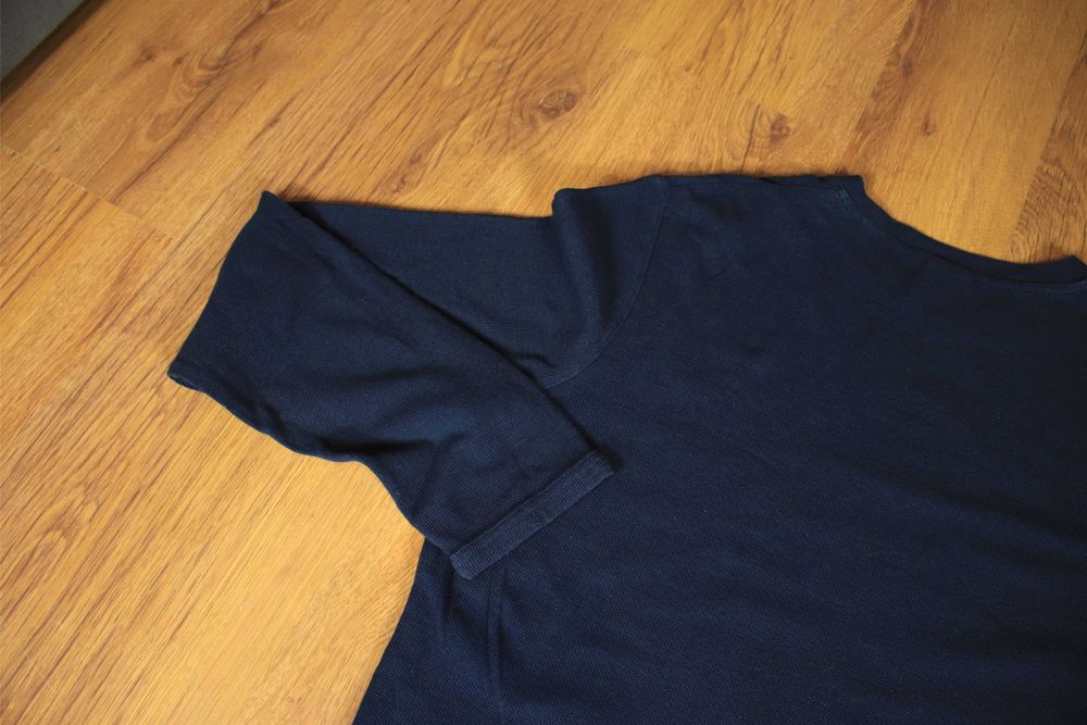Sweter NN07 r. M okrągły dekolt granatowy męski bawełniany cienki