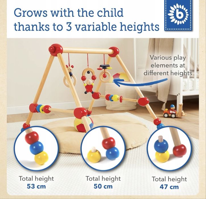 Łuk do zabawy dla niemowląt Bieco drewniany