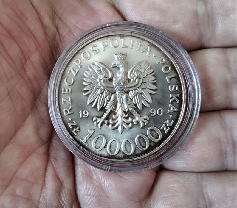 Moneta kolekcjonerska SOLIDARNOŚĆ 100000 zł typ A stan 1