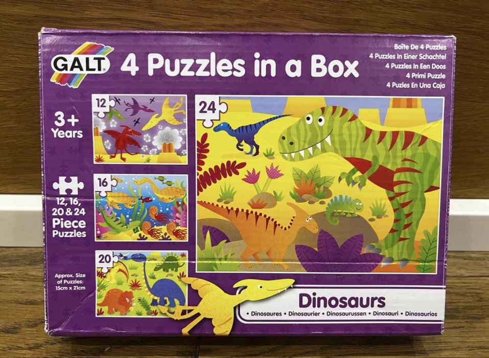 Набір дитячих пазлів з динозаврами + наклейки, вік 3+, дитячі пазли