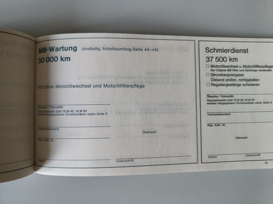 Książeczka serwisowa - Mercedes W114 W115 - 200 250CE 230 Wartungsheft