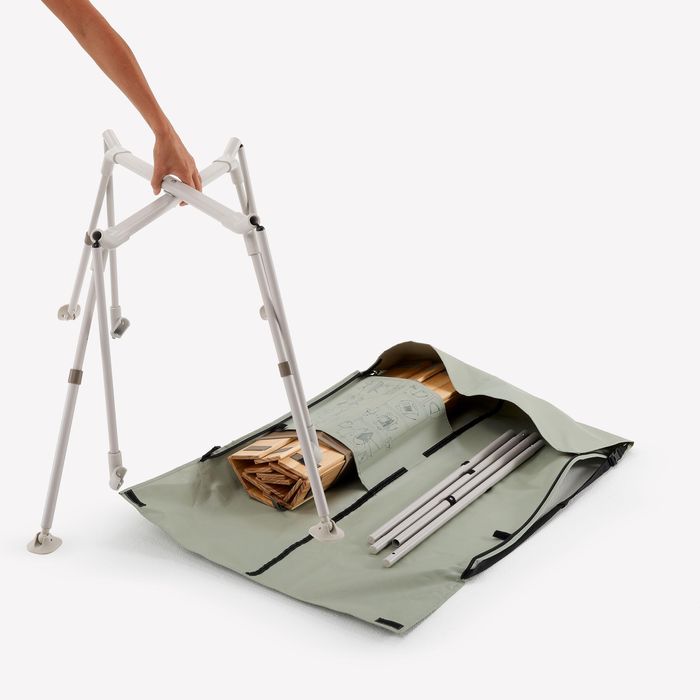 MESA DE CAMPISMO COMPACTA  4/6 PESSOAS - TAMPO MADEIRA - BOLSA