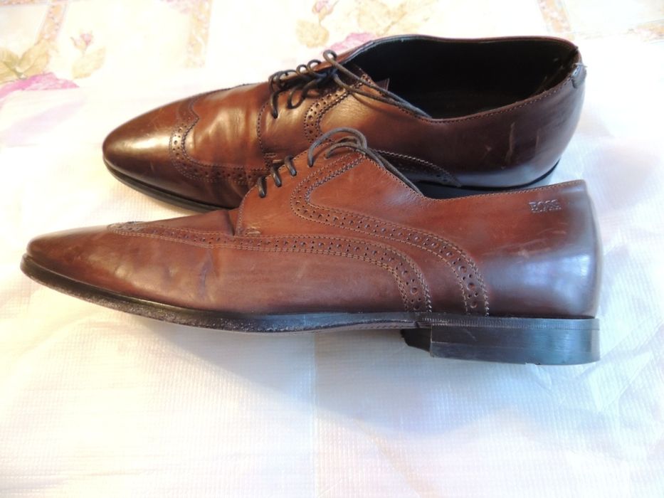 Мужские туфли Hugo Boss Италия натуральная кожа размер 40 б/у