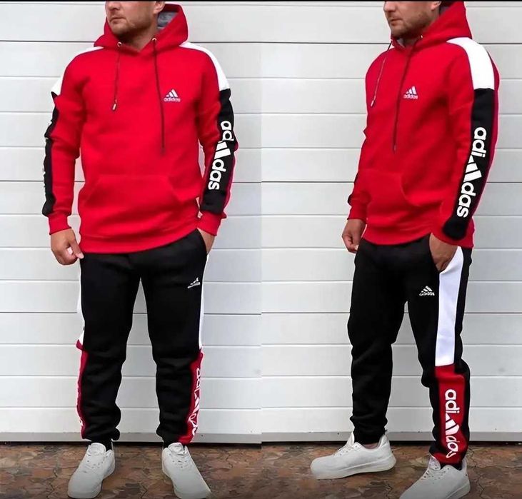Спортивный костюм мужской на флисе Adidas зимний кофта штаны адидас