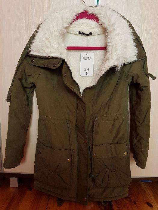 Kurtka parka długa z futerkiem w środku bardzo ciepła rozmiar S XS