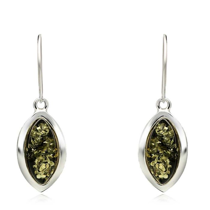 Srebrne kolczyki z bursztynami - Łezki pr.925