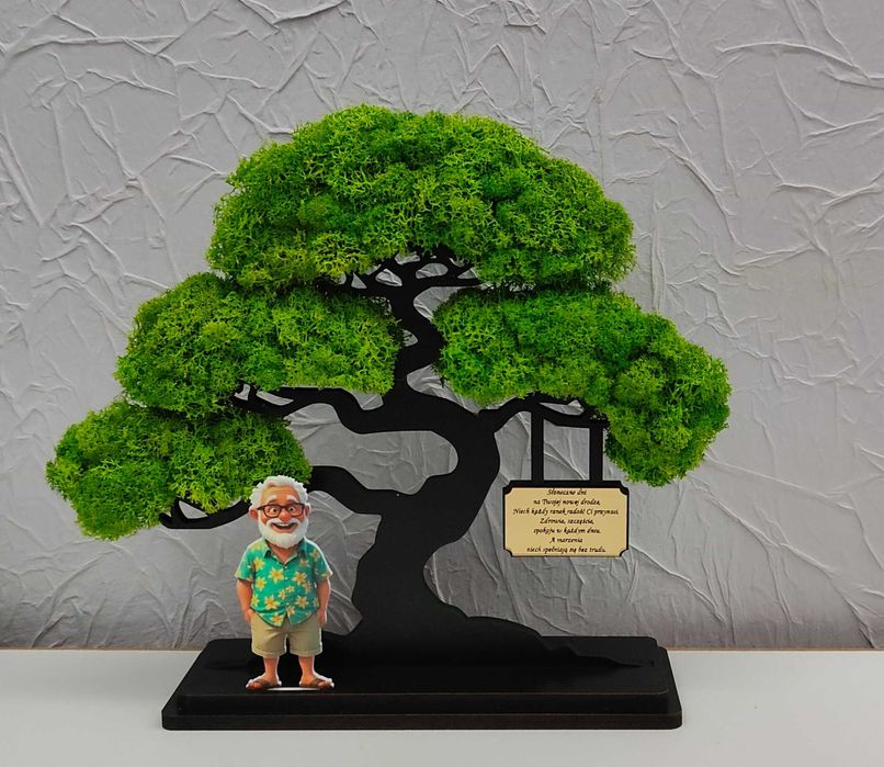 Drzewo bonsai mech 3D stojące prezent dla emeryta emertytki 10 postaci