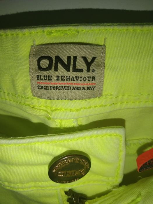 Damskie spodnie dżinsowe Only neonowe limonkowe