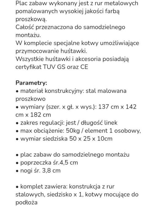 Stelaż huśtawki ogrodowej