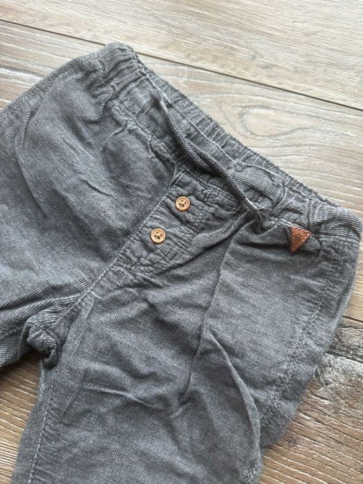 Spodenki Spodnie H&M 80 9-12 mc jasneszare sztruks gładkie eleganckie