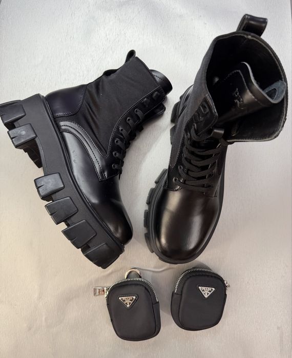 Ботинки Prada Monolith Combat Leather Nylon