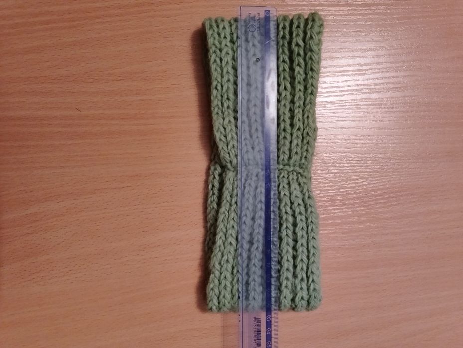 Ciepła, szeroka OPASKA na głowę, wełniana, na zimę, zielona