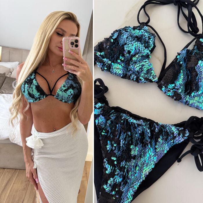 Cekinowy strój kąpielowy niebieski cekiny Just Unique S/M