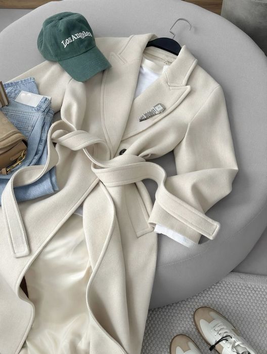 Бежеве молочне пальто двобортне з вовни вовняне zara s m l / пальто шерстяное с шерсти бежевое молочное зара
