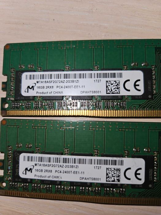 2XMicron 16gbm2rx8 pc4-2400t MTA18ASF2G72AZ-2G3B1ZI UDIMM