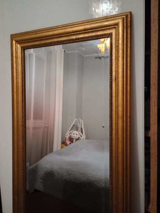 Lustro wiszące ścienne 140 x 50 solidne złote