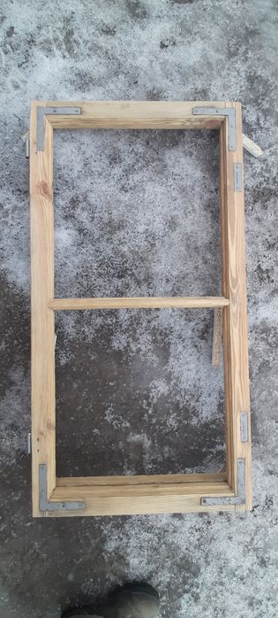 Okno ramy drewniane z 1940r. Lustro, obraz, loft czyste drewno