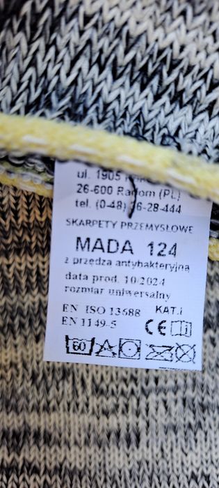 Skarpety przemysłowe górnicze antybakteryjne mada 3pary