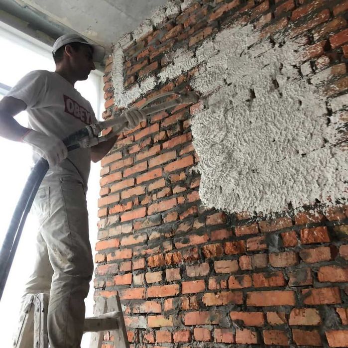 Машинна штукатурка стін, стяжка підлоги - Буча штукатурка стен