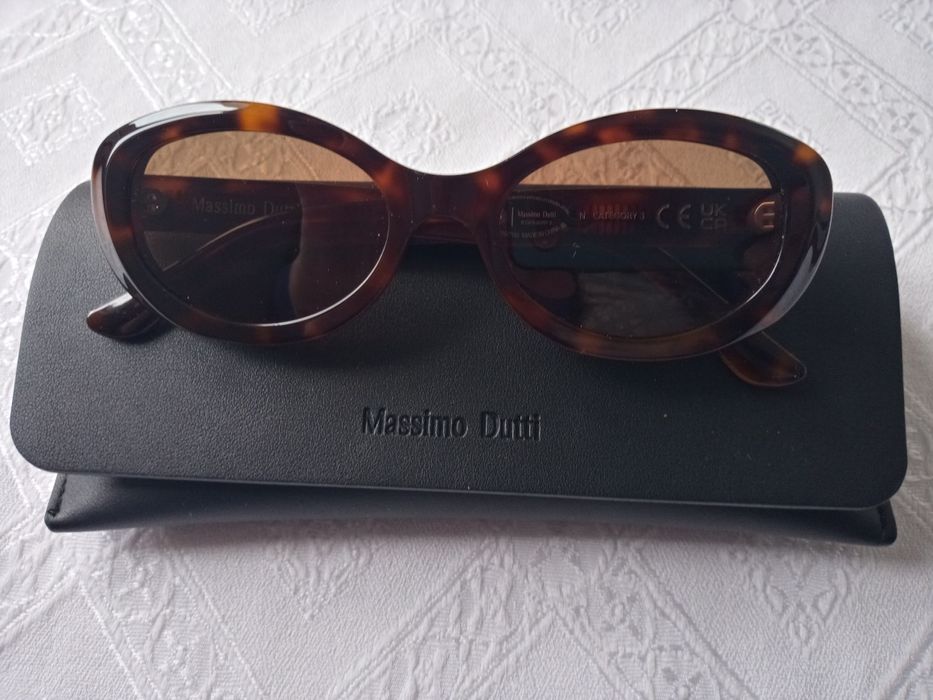 Owalne okulary przeciwsłoneczne Massimo Dutti, nowe bez metki, brązowe