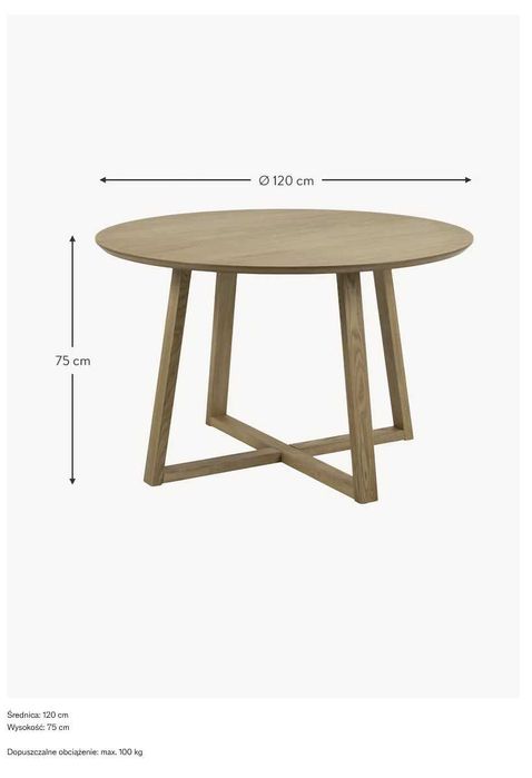 Okrągły stół do jadalni z drewna brzozowego Malika (Westwing)