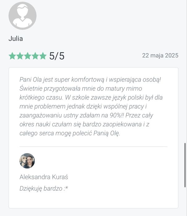 Wolne miejsca na 2026/2027 Korepetycje Język Polski | MATURA | E8 |