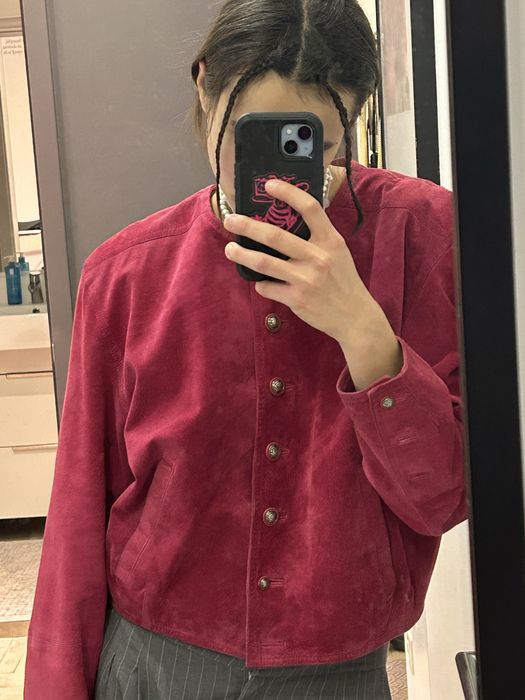 Крутий вінтажний малиновий жакет/піджак