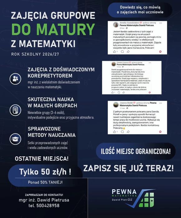 Zajęcia grupowe do matury z matematyki