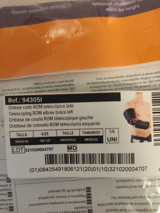 Ortótese de Cotovelo articulada ROM Telescópica