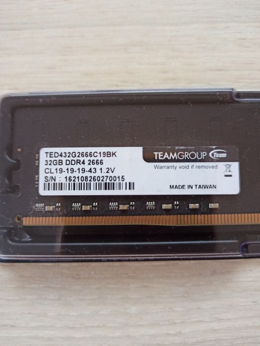 ОЗУ DDR4 team group ted4 32GB  2666MHz одна плашка