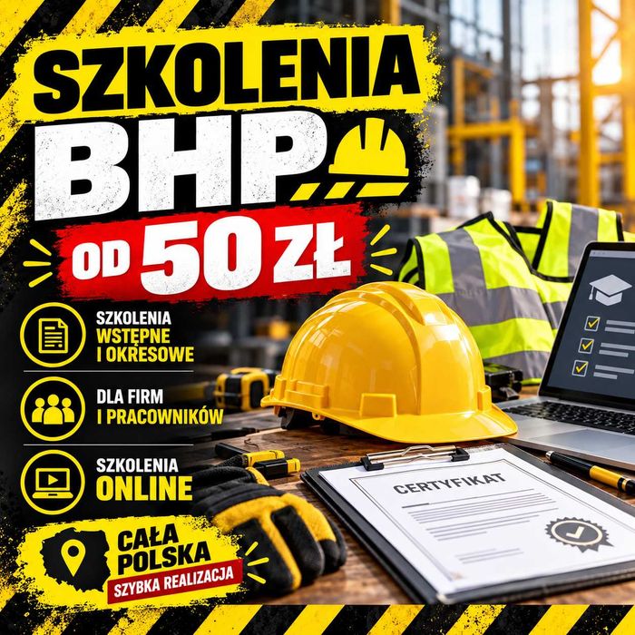 Szkolenia online (i nie tylko) BHP -Dziś Zaświadczenie - Cała Polska!  Rownież w języku ukraińskim