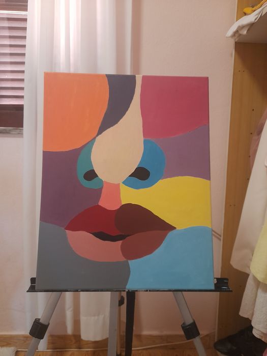 Pintura abstrata acrilica feita a mão