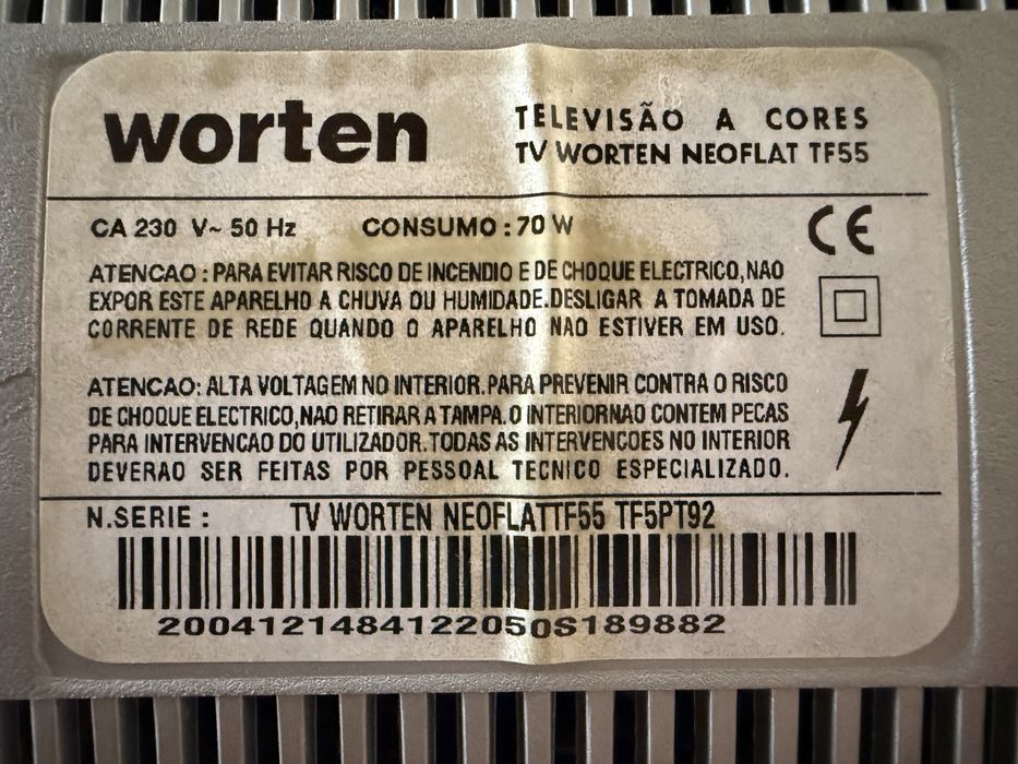 Televisão CRT Worten 55cm plana