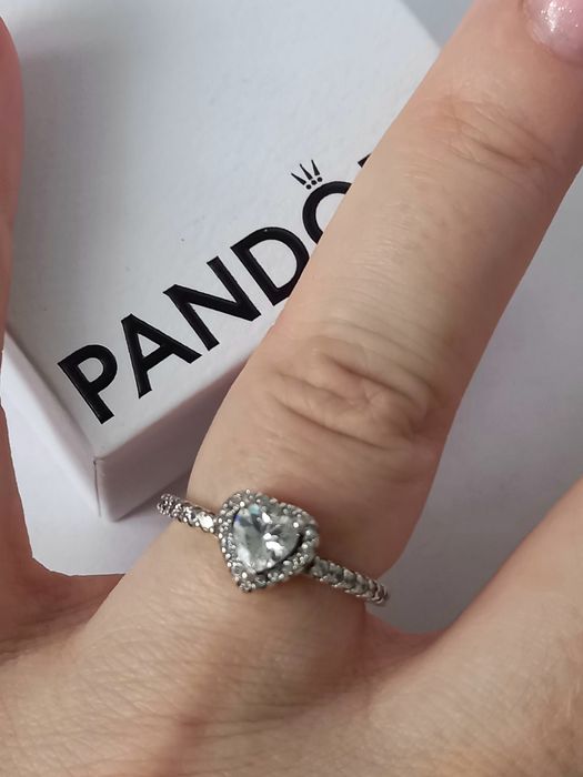 Nowy pierścionek Pandora serce białe cyrkonie 925srebro 54
