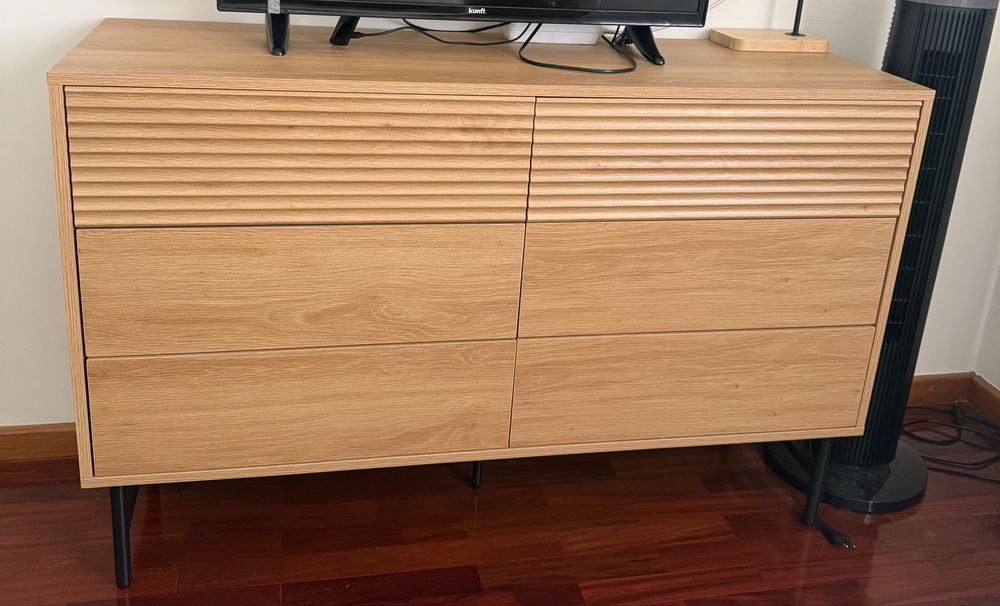 Cómoda de quarto NOVA - 6 gavetas cor madeira natural - klast home - 120x78