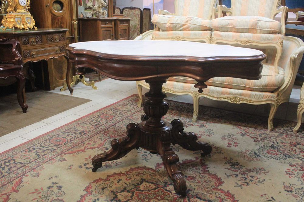 Stół eklektyczny 2 szufladki - blat marmur - Gryfino