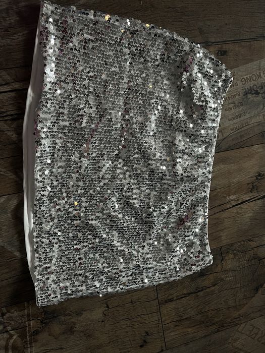 Spodnica cekinowa srebrna shein L