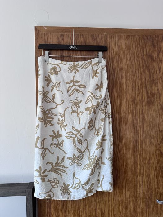 Mango L 40 spódnica maxi beżowa wzory marszczenia na lato