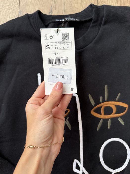 Світшот реглан ZARA з принтом новий чорний