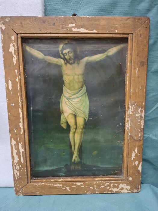 Chrystus na krzyżu obraz religijny vintage
