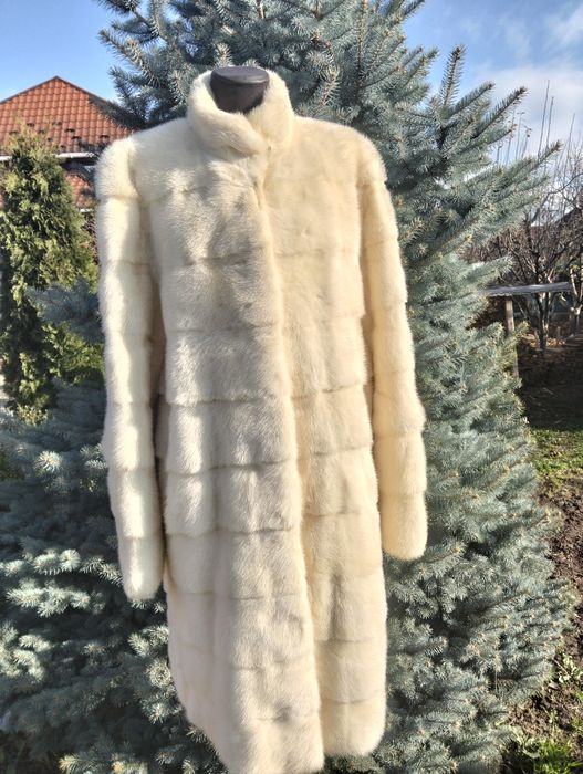 Ог 120! Біла норкова шуба поперечка довга 48-50-52
