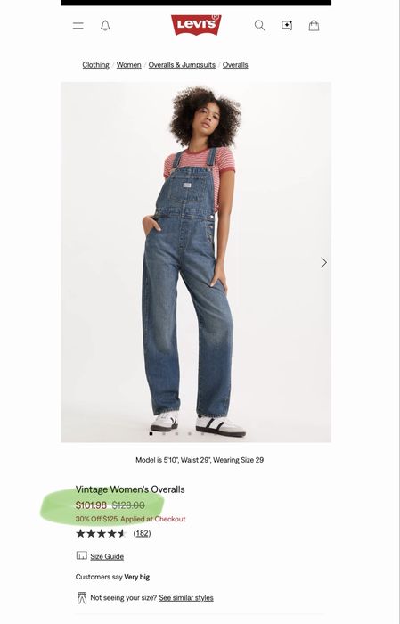 Джинсовий комбінезон Levis S розмір