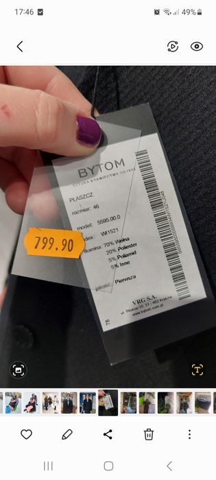 Męski płaszcz Bytom roz 46