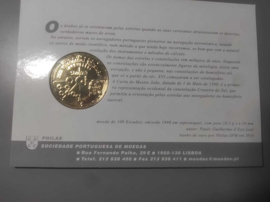 Moeda PHILAE “Navegação Astronómica” – BNC, banhada a ouro