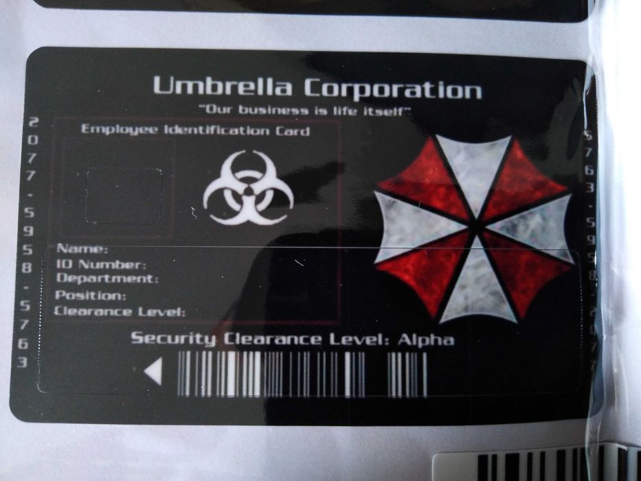 Adesivos Cartão Identificação Umbrella Corporation
