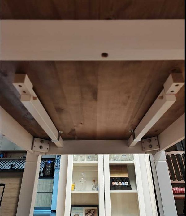 Mesa Jantar 85x180 branco e Castanha